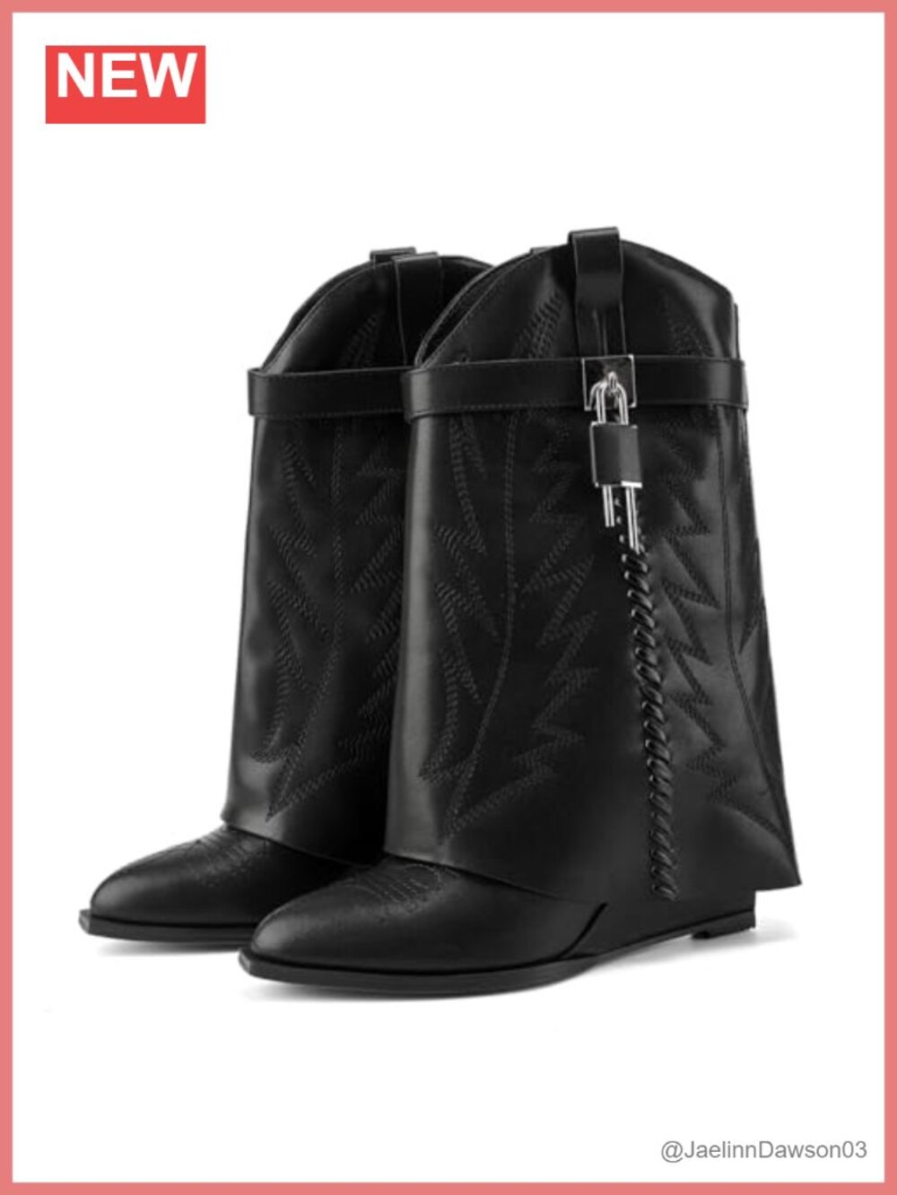 Women's Floral Embroidered Wedge Western Booties Pull-On Pointed Toe